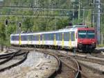 SBB - Einfahrender Regionalzug 4-Teilig (Bt + B + AB + RBDe 4/4) im Bahnhof von Brig am 20.09.2007