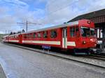 Der CJ ABt 713 mit dem B 754 und Be 4/4 754  L'Aurore  am 29.1.21 im Bahnhof Tavannes.