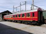 Privater ex MITROPA Speisewagen WRm 51 85 88-70 105-3 abgestellt im Bahnhofsareal in Sissach am 07.03.2015