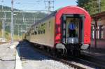 Rangierarbeiten im Bahnhof Travers. Re 4/4 des Tee Classics Rangiert ihre Wagen Rckwrts auf das erste Gleis in Travers.