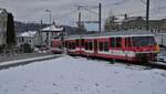 BDeh 3/6 25 der Rorschach-Heiden-Berg Bahn (AB) im noch winterlichen Heiden unterwegs am 27. Februar 2023.
Foto: Walter Ruetsch