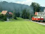 Bergfahrt eines Dampfzuges der RHB kurz vor der Endstation in Heiden.03.08.08