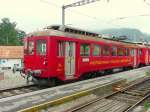 AB / RHB - Zahnrad Triebwagen mit der anschrift ABDeh 2/4 24 obwohl unter dem 1 Kl. Streiffen eine Grosse 2 ist fr die Zweite Klasse angebracht ist ... Fahrzeug abgestellt im Bahnhof Heiden am 06.09.2012