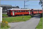 Der ABDeh 2/4 24 verlässt Heiden zusammen mit dem zum Fahrradwagen umfunktionierten B9 und drei offenen Sommerwagen.