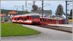 BDeh 3/6 25 verlässt als fahrplanmässiger Zug den Bahnhof Heiden.