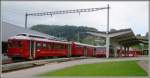 ABDeh 2/4 24 mit Bt 31 bedient den Regelzug nach Rorschach Hafen und BDeh 3/6 25 und ABDeh 2/4 23 bleiben in Heiden. (08.06.2015)