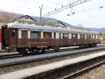 ex MThB - Speisewagen WR 51 85 08-30 131-5 zurzeit abgestellt im Bahnhof von Sonceboz-Sombeval am 06.04.2014