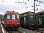 RBe 206 neben BDe 4/4 1632 in Balsthal Abgestellt am 2. Mrz 08