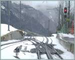 Rigi Kaltbad-First 1453m ./M. Beginn der Doppelspur talwrts ca. 2km bis Freibergen auf 1026m ./M. (12.02.2007)