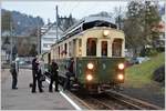 Abschiedsfahrt mit dem  Föfi  (5) über die Ruckhalde nach St.Gallen. BCFeh 4/4 5, D165 und B119 in Teufen. (13.11.2016)