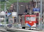 BDeh 1/2 der einzige Triebwagen der RhW auf der Flachstrecke zwischen Bahnhof Rheineck und Ruderbach.