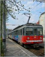 Der ASM (OJB) Be 4/4 304 mit Bt wartet in Solothurn auf die Abfahrt nach Niderbipp.