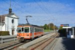 Baustellenbedingt pendelt der alte Be 4/4 104 zwischen Solothurn und Flumenthal, hier in St.