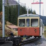 BLM Bergbahn Lauterbrunnen-Mürren: Be 4/4 31 (SWS/MFO 1966, ex OJB Be 4/4 82), Abheben des Wagenkastens von den Drehgestellen, Winteregg, 24.