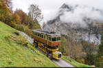 BLM BDe 4/4 21 / Lauterbrunnen, 23. Oktober 2024<br>
Abtransport der alten Triebwagen der BLM mit dem Spezialfahrzeug Castor und Pollux. Die BDe 4/4 haben bei der Kohlebahn Meuselwitz eine neue Heimat gefunden.