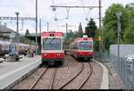 Bt 119 und Bt 120 der Waldenburgerbahn stehen im Bahnhof Liestal (CH).