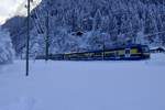 ABDeh 8/8 322 mit GSW 423 unterwegs nach Interlaken, am 17.12.17 bei Schwendi.