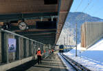 Berner Oberland Bahn, die neue Station Grindelwald Terminal: Diese Station befindet sich noch in der Zahnstangenrampe unterhalb von Grindelwald.