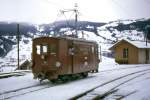 Die alten Lokomotiven der Berner Oberland Bahn - Lok 26: Die jetzt braune Lok in Grindelwald, 2.Januar 1966. 
