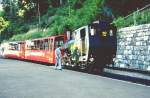 Brienz-Rothorn Bahn (BRB)Lok N0.12(1992,lgefeuert)mit Zug in der Talstation Brienz bereit zur Abfahrt