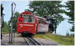 Der Gegenzug mit Lok 14 erreicht ebenfalls die Station Planalp.