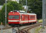 CJ BDe 4/4 611 und Bt 117 bei der Einfahrt in den Bahnhof La Chaux-de-fonds am 28.07.10