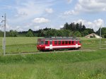 Die ex- Frauenfeld-Wil Triebwagen Be 4/4 615 zwischen Le Boéchet un Les Bois, 10-06-2016