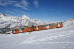 Bt 3071 und Bhe 4/4 3062 am 29.01.2017 oberhalb von Rotenboden.