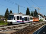 AAR - Steuerwagen ABt 62 zusammen mit dem Triebwagen Be 4/4 15 im Bahnhof Schftland am 17.04.2011    