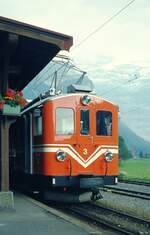 Chemin de fer Aigle–Sépey–Diablerets (ASD), seit 1999 fusioniert zu den Transports Publics du Chablais (TPC).__BCFe4/4 Nr.3 (SWS/AEG 1913) in Les Diablerets abfahrbereit nach