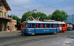 Vor dem Bahnhof Bex der Schweizer Privatbahn Bex-Villars-Bretaye befand sich immer ein fotografischer Gewinn...So hier die beiden ETs am 19.05.1986 