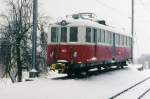 MVR/CEV: Ein Schneebild von St-Légier-Gare vom Winter 1995, das alte und schöne Erinnerungen an den leider abgebrochenen BDe 4/4 103 aus dem Jahre 1903 weckt.