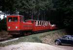 Ferrovia Monte Generoso, Diesellok 2 mit Personenwagen, offenem Personenwagen MG 1, und offenem Güterwagen M2 in Bellavista. 23.Juli 1970