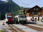 tpf - Triebwagen Abe 2/4 101 und GDe 4/4 6006 ( ex tpf ) im Bahnhof von Montbovon am 26.08.2017