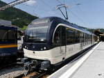 Goldenpass MOB - Regio nach Lenk im Bahnhof Zweisimmen mit dem Triebwagen ABeh 2/6 7508 am 26.08.2017