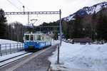 MOB:  Montreux-Berner Oberland-Bahn.
Impressionen vom 8. Januar 2018.
Einfahrt Saanenmöser.
Foto: Walter Ruetsch