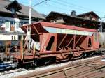 MOB - Kieswagen mit Steuerkabine Fad 751 (ex tpf Fad 751) im Bahnhofsareal von Saanen am 29.03.2008