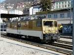 MOB - Lok GDe 4/4 6005 (ex GFM / tpf .. GDe 4/4 101) abgestellt im Bahnhofsareal von Montreux am 10.03.2012