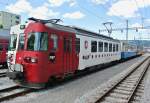 Der Be 4/4 151 steht mit dem B 215 und dem Bt 253 abgestellt in Bulle, 30.06.2013.