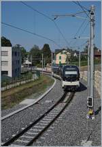 Der CEV MVR ABeh 2/6 befindet sich ebenfalls auf der Einfahrweiche von St-Légier Gare, die nun nach dem Umbau etwas in Richtung Blonay zurückversetzt wurde und sich Gleisgeometrie bedingt