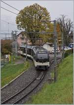 Der CEV MVR ABeh 2/6 N° 7503 von Blonay kommend auf der Einfahrweiche in St-Légier Gare.