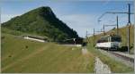 Der neue Rochers de Naye Beh 4/8 N° 305 auf dem Weg auf den Rochers de Naye beim Verlassen der Station Jaman.