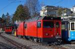 MVR: Neue Fahrzeuge für die Rochers-de-Naye-Bahn. Probefahrten mit Hem 2/2 12 + Xrote 4 und der Hem 2/2 11. Die Aufnahme ist am 23. Dezember 2013 in Glion entstanden.
Foto: Walter Ruetsch