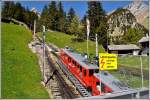 Kreuzungsstation Ämsigen auf halber Strecke zwischen Alpnachstad und Pilatus Kulm.