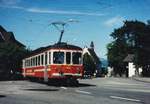 BIPPERLISI
Aare Seeland mobil
Das war einmal.
Regionalzug nach Solothurn-HB mit dem Solotriebwagen Be 4/4 1104, ehemals BTI/SZB, auf der Baseltorkreuzung im Juli 1999.
Damals gab es noch keinen Kreisel. 
Foto: Walter Ruetsch