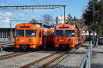 DIE LETZTEN MANDARINLI VOM RBS.
Noch im Bestand der RBS Flotte befinden sich die beiden Triebzüge Be 4/12 56 und Be 4/12 57 als eiserne Reserve. Am 1. März 2020 waren sie in Solothurn abgestellt.
Foto: Walter Ruetsch