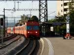 RBS - Regio nach Jegensdorf mit dem Be 4/8 61 + Be 4/12 im Bahnhof Oberzollikofen am 01.09.2009