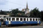 Vereinigte Bern-Worb-Bahnen (VWB) BDe 4/4 Worb Dorf im Juli 1983.