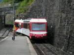 TMR / MC - Einfahrt des Triebwagen Beh 4/4 72 im Bahnhof von Salvan am 24.08.2013