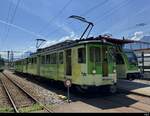 tpc / AL - Zahnradreibwagen BDeh 4/4  301 mit Steuerwagen Bt 352 im Bahnhof Aigle am 2024.08.11